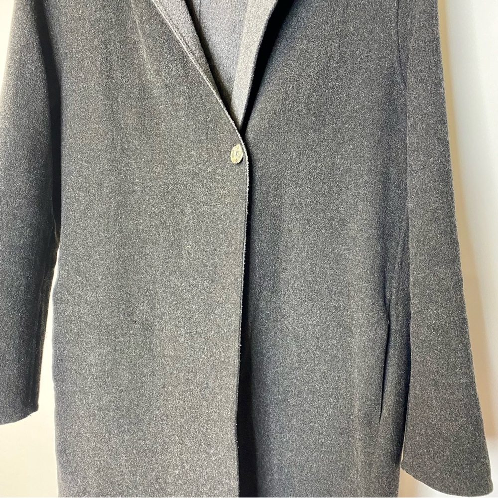 Uniqlo grey wool blend hooded coat - Picture 3 of 10
